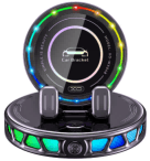 WX048 Wireless Charger with Color-Changing Lights, 15W, 360Β° Rotating Phone Mount for Car or Home Use black