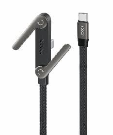 NB-Q311 Flat Braided Bracket Elbow Gaming Data Cable C-C 240W 1.5M black
