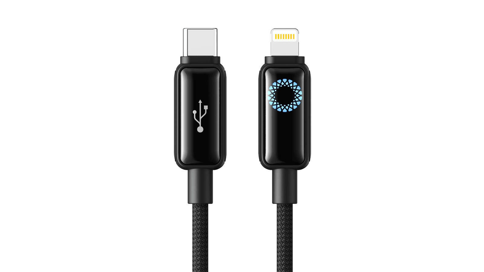 NB-Q312A Type-C to Type-C 240W High-Power + Blue Light Data Cable, 1m black